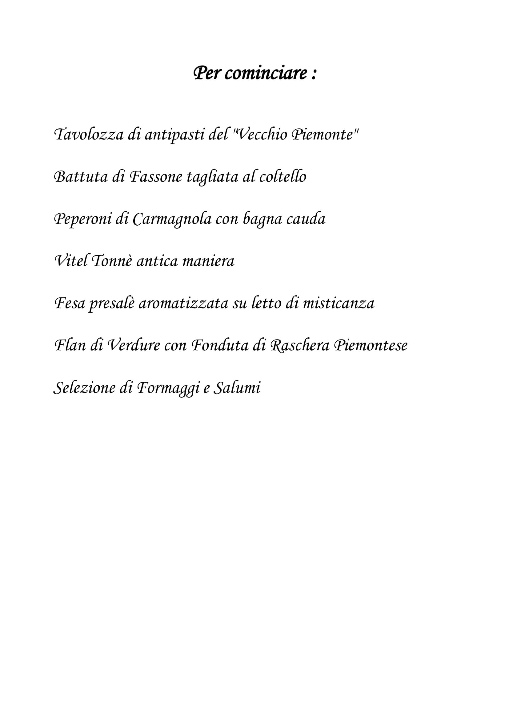 Per cominciare
